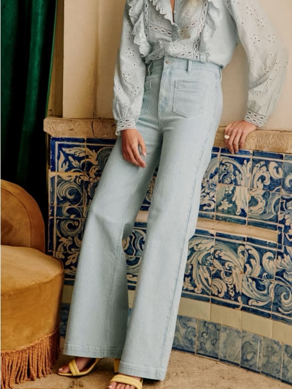 NWOT Sezane THE 70'S TROUSERS in Baby Blue Size 36 / Sezane Jeans/ Sezane Pants